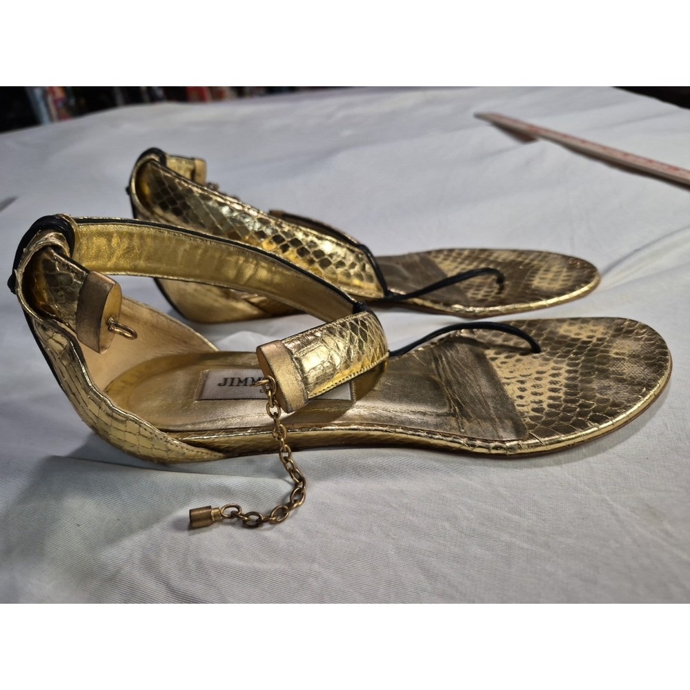 jimmy choo sandals womens Size 6 Gold Snake Skin